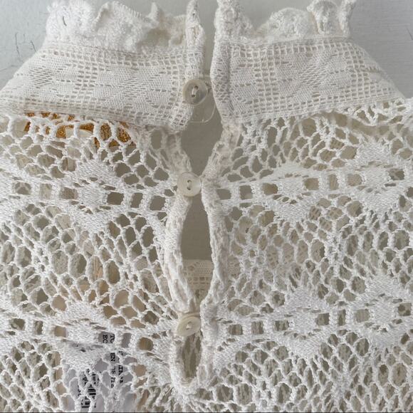 Maje Limba Cream Lace Long Sleeve Ruffle Shirt - Picture 9 of 12